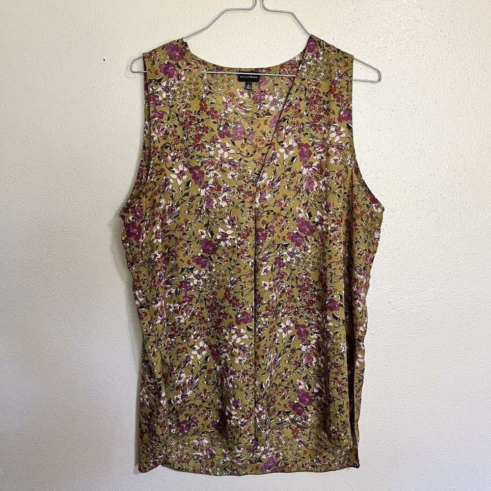 Buckle Black Womans Lg Olive With Multi Floral Tank. No Stretch